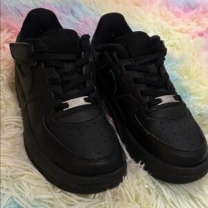 Nike Kids Black Air Force ones